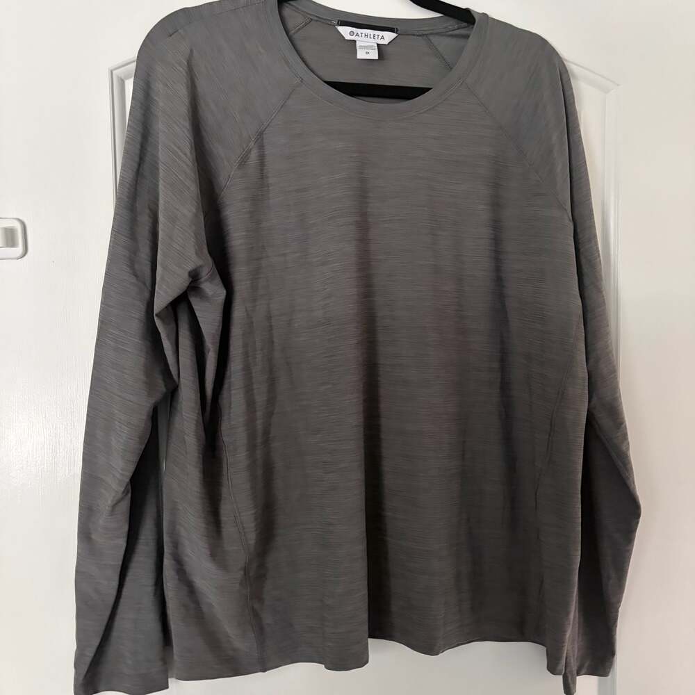 Athleta Gray Long Sleeve Crewneck Athletic Shirt 1X